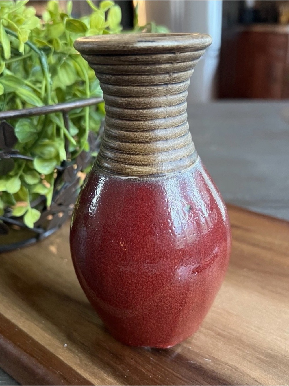Ceramic Red and Brown Accent Bud Vase - Home Accents